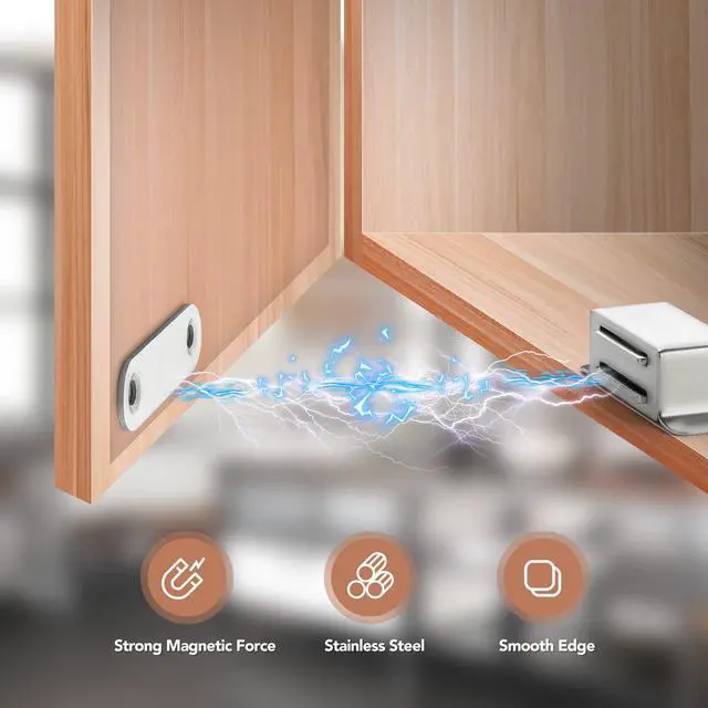 Alt view image 2 of 7 - Silver Magnetic Door Catch, Brushed Nickel Cabinet Magnets, 4 Pack