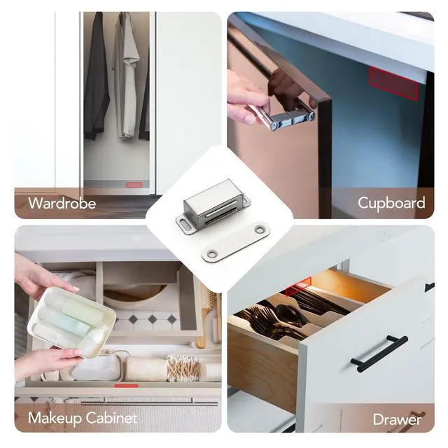 Alt view image 4 of 7 - Silver Magnetic Door Catch, Brushed Nickel Cabinet Magnets, 4 Pack