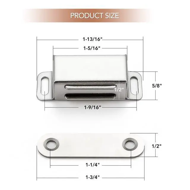 Alt view image 6 of 7 - Silver Magnetic Door Catch, Brushed Nickel Cabinet Magnets, 4 Pack