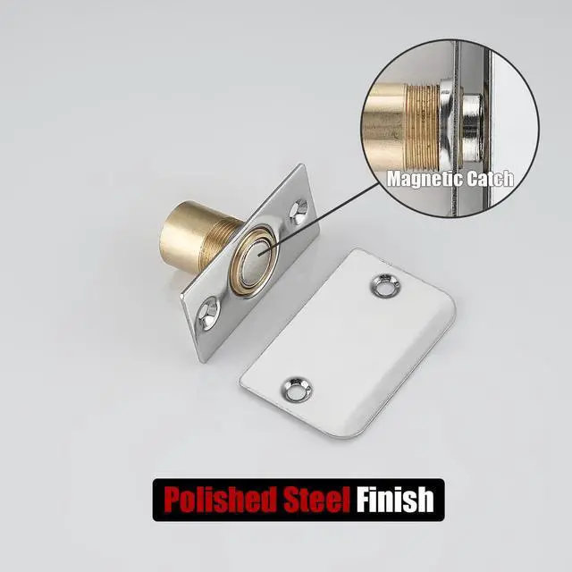 Alt view image 4 of 7 - Closet Magnetic Door Ball Catch Hardware, 430 Stainless Steel Catch Adjustable with Strike Plate, Polished Steel Finish 2 Pack, HBC120-BN-P2