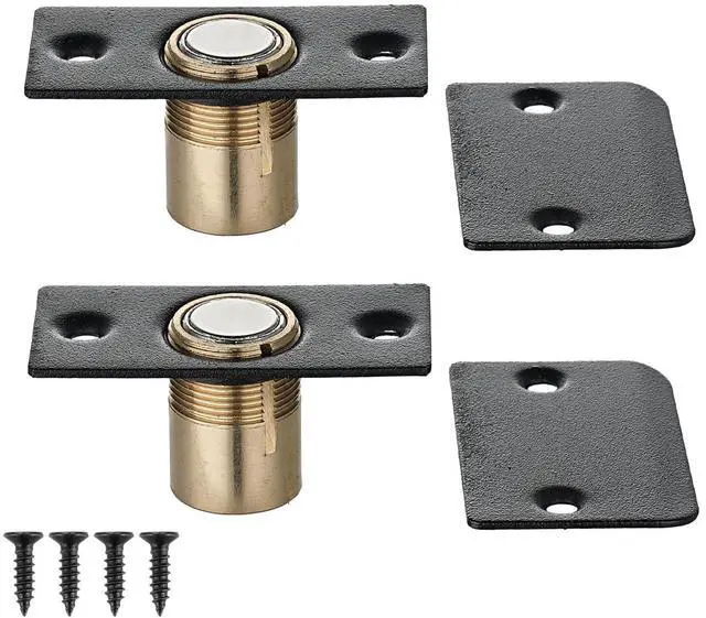 Main image of Closet Magnetic Door Ball Catch Hardware, 430 Stainless Steel Catch Adjustable with Strike Plate, Black Finish 2 Pack, HBC120-BK-P2