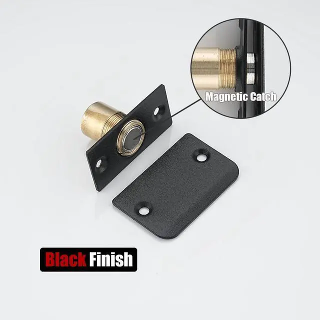 Alt view image 4 of 7 - Closet Magnetic Door Ball Catch Hardware, 430 Stainless Steel Catch Adjustable with Strike Plate, Black Finish 2 Pack, HBC120-BK-P2