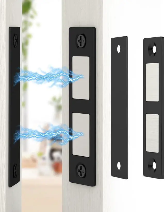 Main image of 30 Lb Magnetic Door Catch Screw in Black, Heavy Duty Cabinet Latch, Cabinet Drawer Door Magnets, 2 Pack Kitchen Magnets Closures, Dual Pocket Door Magnets for RV, Cabinet Door, Barn Door
