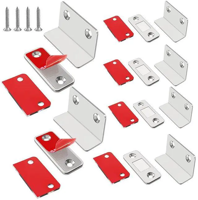 Main image of Cabinet Magnetic Catch L-Shaped Jiayi 6 Pack Ultra Thin Cabinet Door Magnetic Catch for Drawer Magnets Adhesive Cabinet Latch Magnetic Closures for Kitchen Closet Door Closing Magnetic Catch Closer