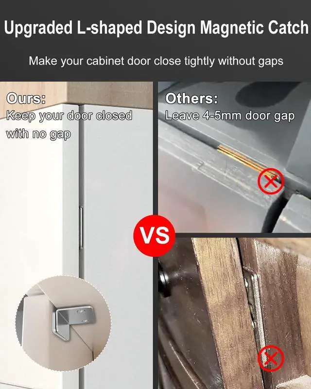 Alt view image 3 of 7 - Cabinet Magnetic Catch L-Shaped Jiayi 6 Pack Ultra Thin Cabinet Door Magnetic Catch for Drawer Magnets Adhesive Cabinet Latch Magnetic Closures for Kitchen Closet Door Closing Magnetic Catch Closer