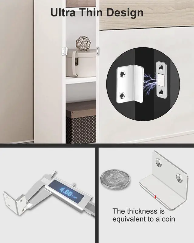 Alt view image 4 of 7 - Cabinet Magnetic Catch L-Shaped Jiayi 6 Pack Ultra Thin Cabinet Door Magnetic Catch for Drawer Magnets Adhesive Cabinet Latch Magnetic Closures for Kitchen Closet Door Closing Magnetic Catch Closer