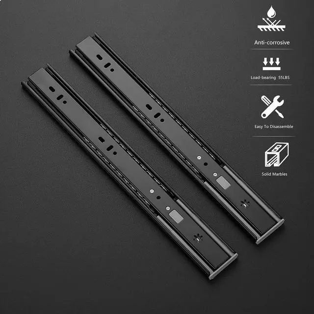 Alt view image 2 of 7 - Matte Black Soft Close Drawer Slides 14 Inch 1 Pairs 2 Pack