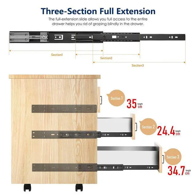 Alt view image 4 of 7 - Matte Black Soft Close Drawer Slides 14 Inch 1 Pairs 2 Pack