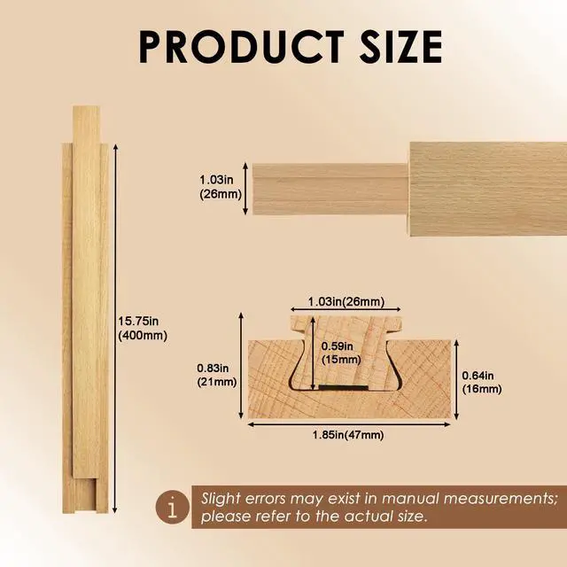 Alt view image 2 of 7 - Wood Drawer Slides 16 Inches Bottom Mount Replacement, Solid Wooden Drawer Runners Center Guide Track Rail for Dresser Cabinet Drawer Repair, Cuttable for Old Drawers (1, L002(15.75"))