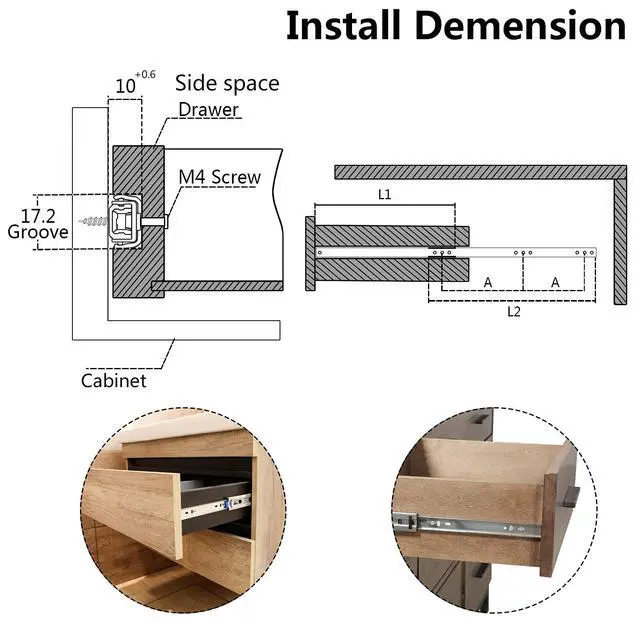 Alt view image 5 of 7 - 12 Inch Drawer Slides, 0.7" Wide, Pack of 2