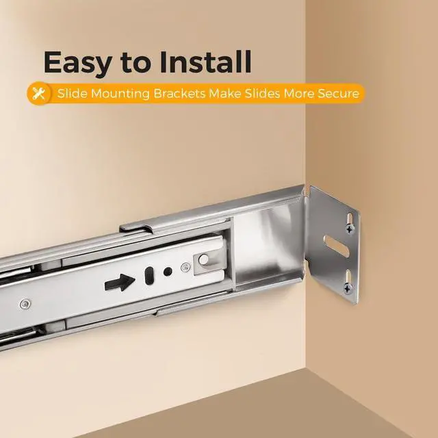 Alt view image 3 of 7 - 12 Inch Soft Close Drawer Slides, Side Mount Ball Bearing, 1 Pair, Silver