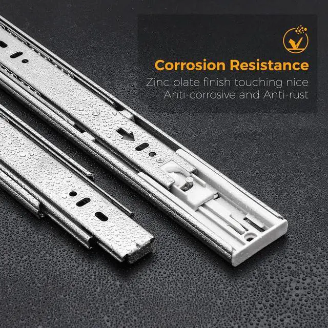 Alt view image 5 of 7 - 12 Inch Soft Close Drawer Slides, Side Mount Ball Bearing, 1 Pair, Silver