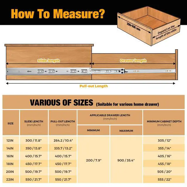 Alt view image 4 of 7 - 12 Inch Soft Close Drawer Slides, Side Mount Ball Bearing, 1 Pair, Silver