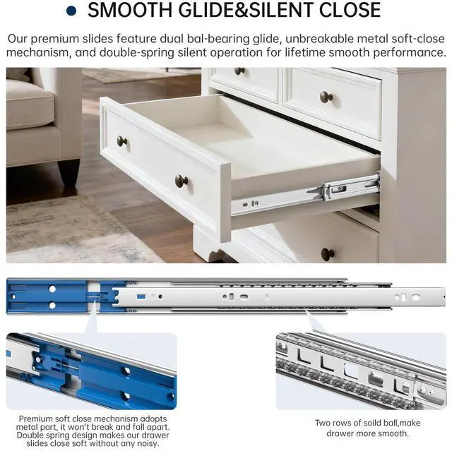Alt view image 6 of 7 - 1 Pair Soft Close Drawer Slides 12 Inch Heavy Duty Runners