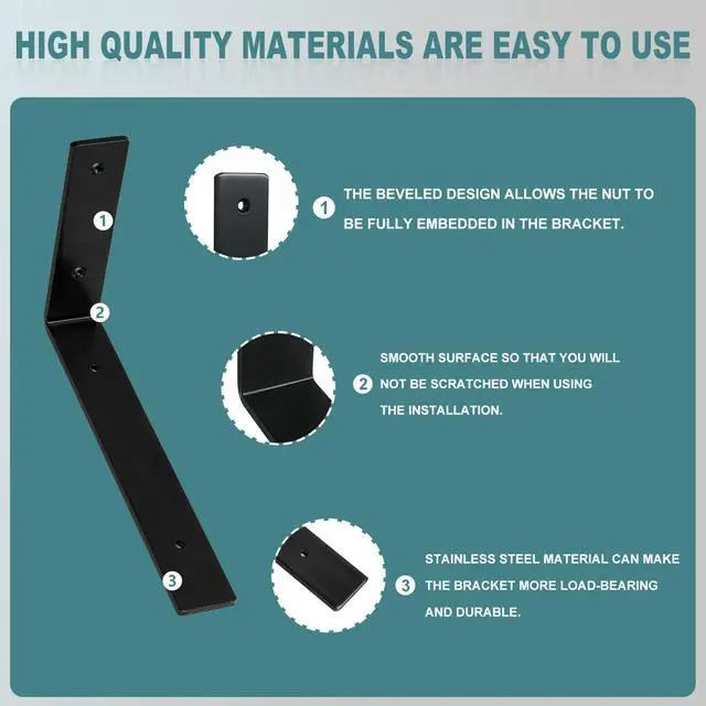 Alt view image 3 of 7 - Shelf Bracket 10 inch,L Brackets for Shelves 2 Pack