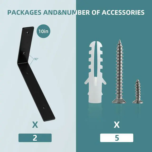 Alt view image 4 of 7 - Shelf Bracket 10 inch,L Brackets for Shelves 2 Pack