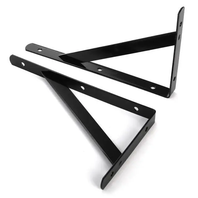Alt view image 3 of 7 - 12 Pack Heavy Duty Shelf Brackets, 8 in x 5 in Wall Mount Steel L Shelf Bracket, Angle Brackets for Floating Shelves, Black Metal Powder-Coated