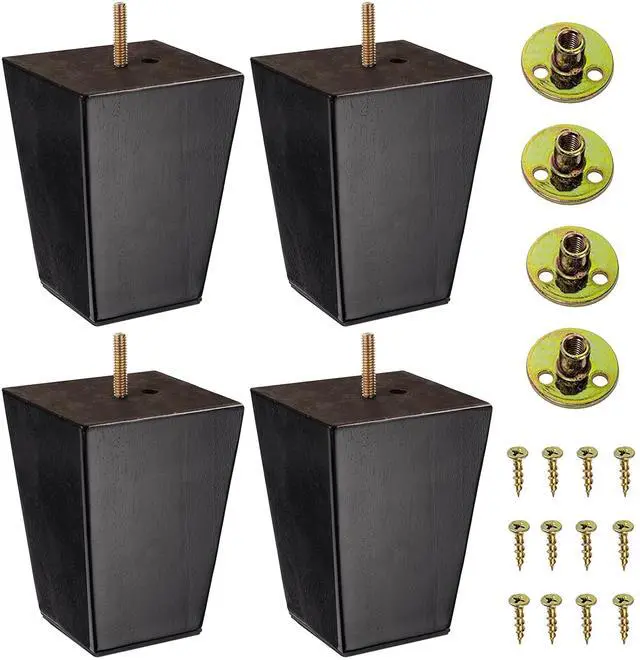 Main image of Set of 4 Wood Furniture Legs (Black, Square)