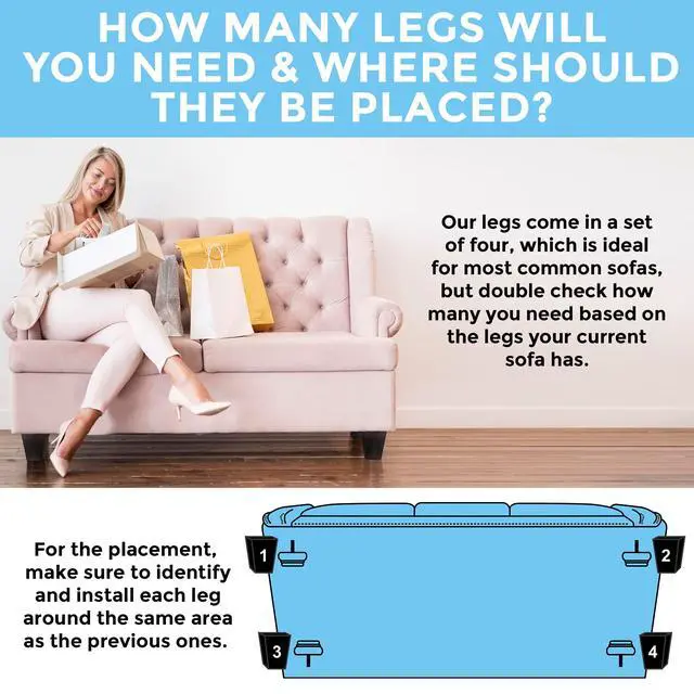 Alt view image 6 of 7 - Set of 4 Wood Furniture Legs (Black, Square)