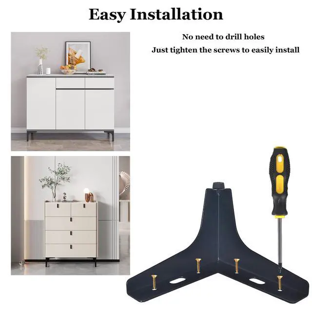 Alt view image 3 of 6 - 4 inch Matte Black Metal Furniture Legs,Set of 4,1.4mm Thick