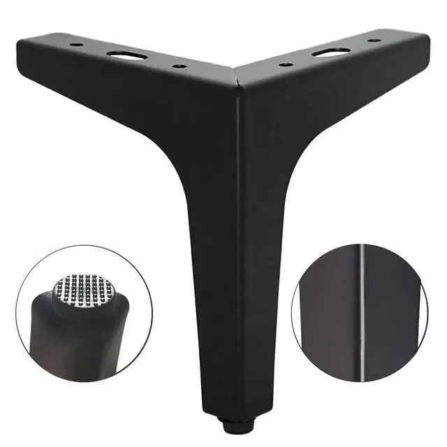 Alt view image 4 of 6 - 4 inch Matte Black Metal Furniture Legs,Set of 4,1.4mm Thick