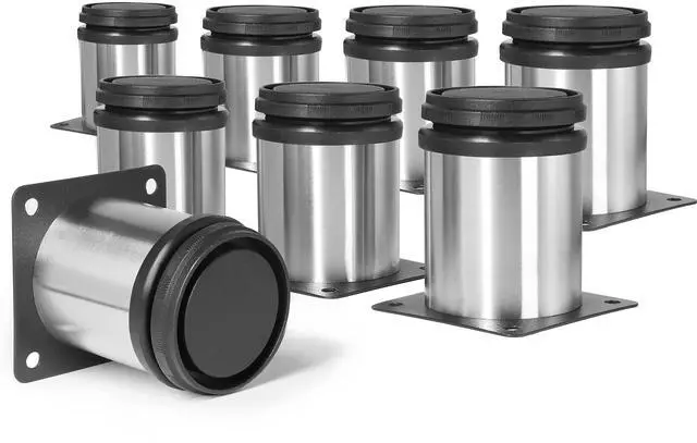 Main image of 2.5 Inch Metal Furniture Legs - Stainless Steel, Adjustable, Silver, Round, Cabinet Legs for Coffee Table, Cabinet, Desk, Sofa, Shelves - Pack of 8