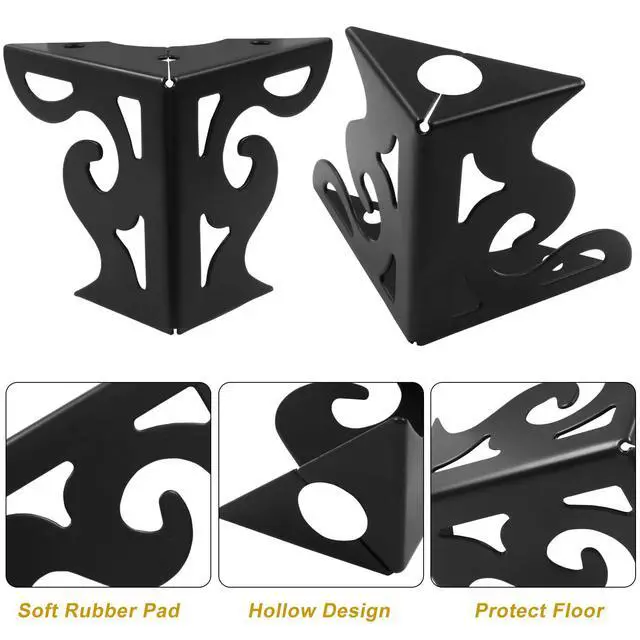 Alt view image 4 of 5 - 3 Inch Hollow Out Furniture Legs Feet Set of 4, Black