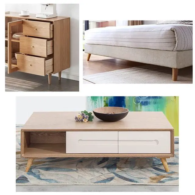 Alt view image 2 of 7 - 4PACK Solid Wood Furniture Legs 6 Inch Sofa Legs, Replacement Legs Mid Century Modern Legs for Couch End Table TV Stand Bed Dresser Cabinet, Accessorizes Included