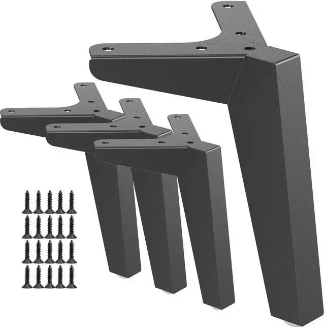 Main image of 4 inch Furniture Legs,Heavy Duty Black Metal Feet for Sofa/Cabinet/Couch, Set of 4(Triangle, 4)