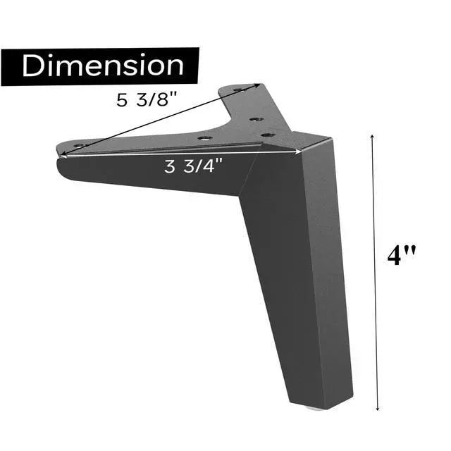 Alt view image 2 of 7 - 4 inch Furniture Legs,Heavy Duty Black Metal Feet for Sofa/Cabinet/Couch, Set of 4(Triangle, 4)