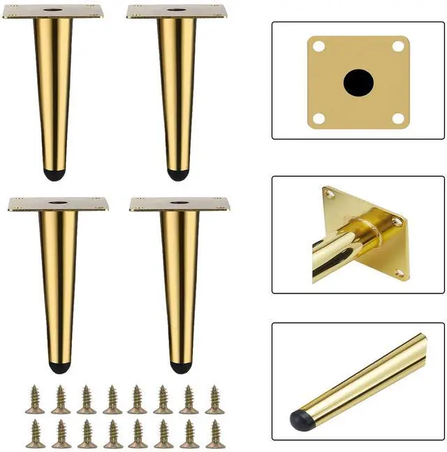 Alt view image 3 of 4 - 8 Inch Gold Furniture Couch Cabinet Dresser Legs Set of 4
