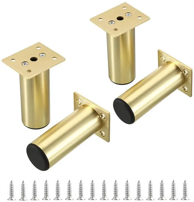 Main image of 4PCS Aluminium Alloy Furniture Legs - Round Adjustable Sofa Legs Furniture Cabinet Legs, 4 Inch Funiture Feet for Cabinet Desk Table Chair Sofa Bed, Gold