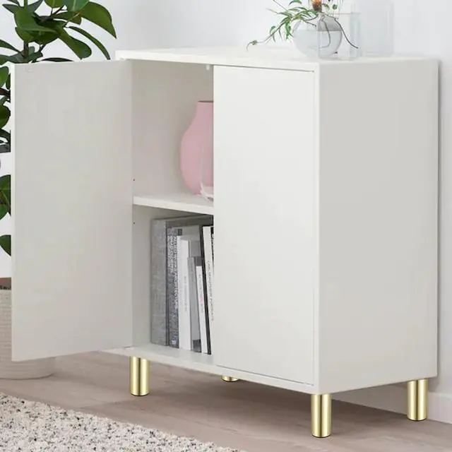 Alt view image 6 of 7 - 4PCS Aluminium Alloy Furniture Legs - Round Adjustable Sofa Legs Furniture Cabinet Legs, 4 Inch Funiture Feet for Cabinet Desk Table Chair Sofa Bed, Gold