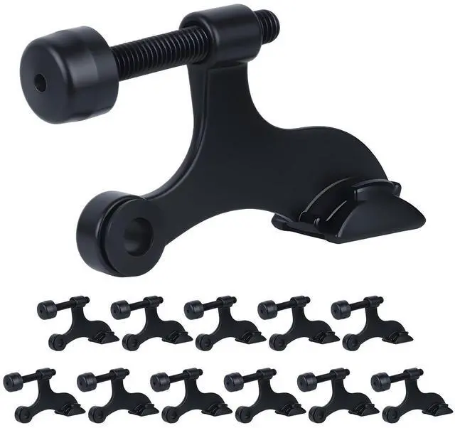 Main image of Hinge Pin Door Stopper, 12 Pack Matte Black Adjustable Heavy Duty Door Stop with Cushioned Plastics Bumper Tips for Durable Use