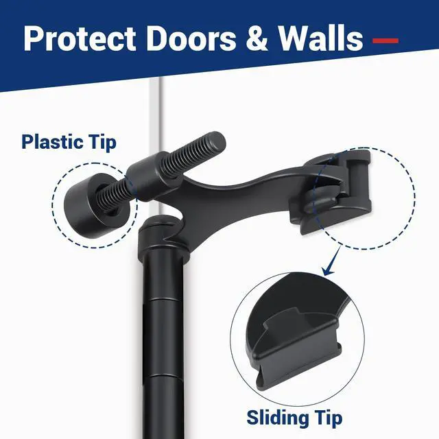 Alt view image 5 of 7 - Hinge Pin Door Stopper, 12 Pack Matte Black Adjustable Heavy Duty Door Stop with Cushioned Plastics Bumper Tips for Durable Use