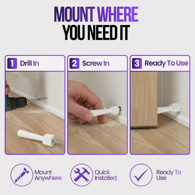 Alt view image 6 of 7 - Soft Jamb Door Stops, White, Pack of 3