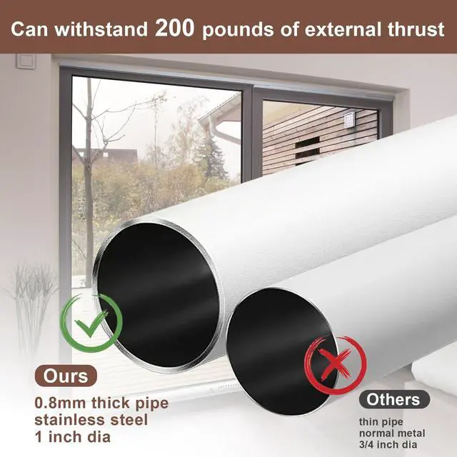 Alt view image 2 of 7 - Sliding Door Security Bar17-50 inch Adjustable Patio Door Security bar with Rubber Tips Apartment Bedroom Bottom of Door Heavy Duty Interior White