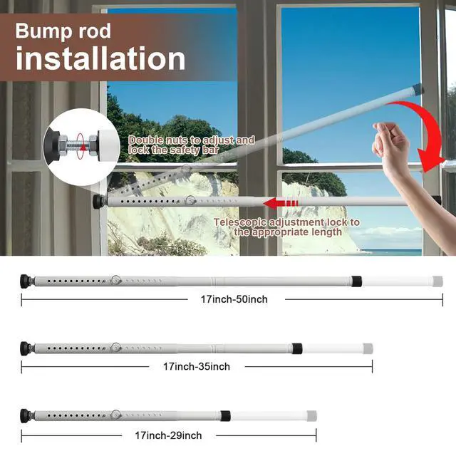 Alt view image 4 of 7 - Sliding Door Security Bar17-50 inch Adjustable Patio Door Security bar with Rubber Tips Apartment Bedroom Bottom of Door Heavy Duty Interior White