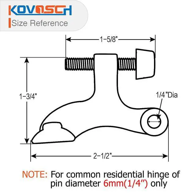 Alt view image 3 of 3 - 2 Pack Hinge Pin Door Stopper Brushed Satin Nickel - Adjustable Heavy Duty Hinge Pin Door Stop with White Rubber Bumper Tips