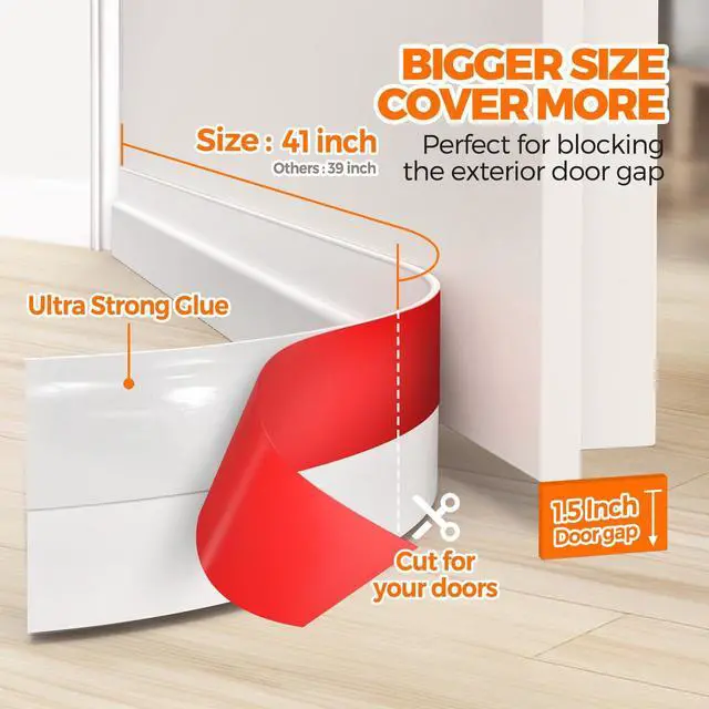 Alt view image 4 of 7 - Door Draft Stopper 41inch Weather Stripping Door Seal Sweep