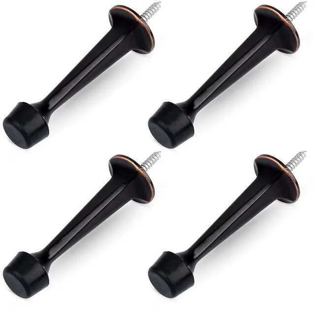 Main image of 4 Pack Heavy Duty Solid Rigid Door Stop with Soft Rubber Tip, Zinc Die Cast Door Stopper Protect Wall & Door, Oil Rubbed Bronze