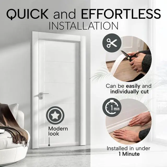Alt view image 5 of 7 - Door Draft Stopper for Bottom of Door - Premium Door Sweep for Bottom of Door/Weather Stripping Door Seal (Save Energy installs Quickly and Easily) Door Strip Ideal for
