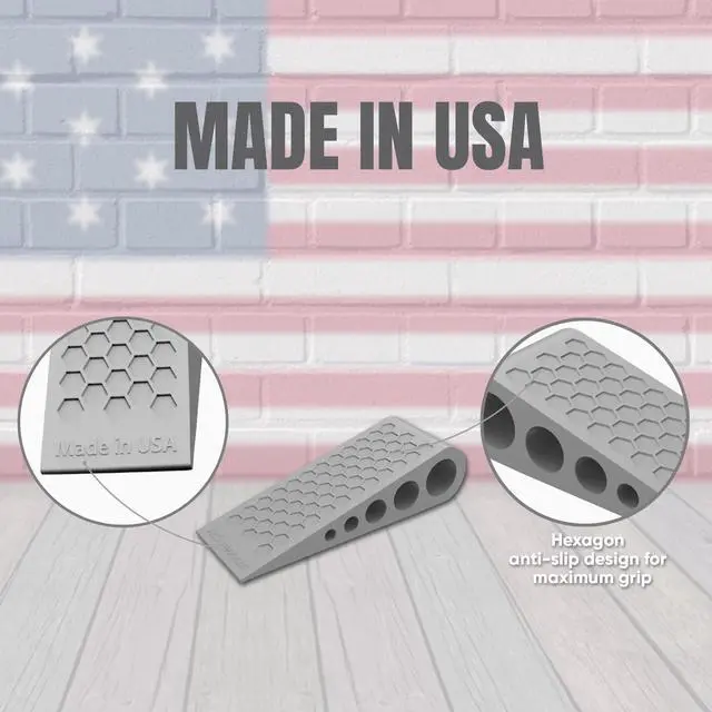 Alt view image 2 of 7 - Door Stoppers for Bottom of Door Premium Floor Rubber Door Stop Wedge Made in USA Heavy Duty Honeycomb Design for Carpet, Tile, Ideal for Home, School, Commercial, Gray 2-Pack