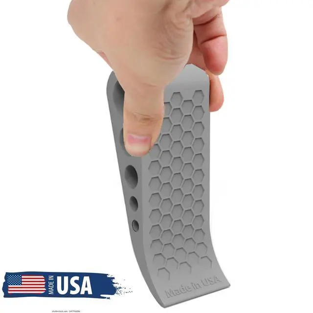 Alt view image 6 of 7 - Door Stoppers for Bottom of Door Premium Floor Rubber Door Stop Wedge Made in USA Heavy Duty Honeycomb Design for Carpet, Tile, Ideal for Home, School, Commercial, Gray 2-Pack