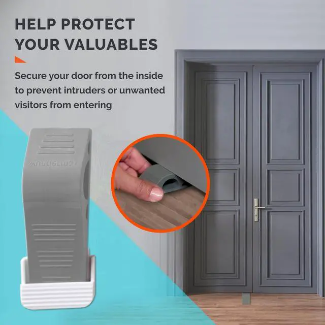 Alt view image 5 of 7 - Rubber Door Stoppers for Bottom of Door Stop - Pack of 3 Rubber Wedge for Carpet, Hardwood, Concrete, and Tile - Home Improvement Accessories - Gray