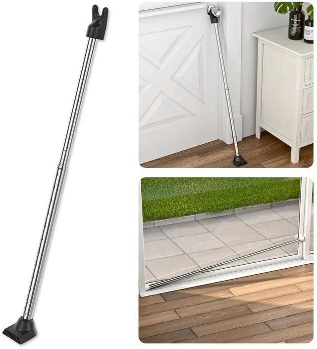 Main image of 3-in-1 Door Security Bar, Security Door Stoppers & Door Barricade Heavy Duty Adjustable Iron Security Lock Bar for Home Defense, Apartment & Travel Safety (1 Pack - Chrome)