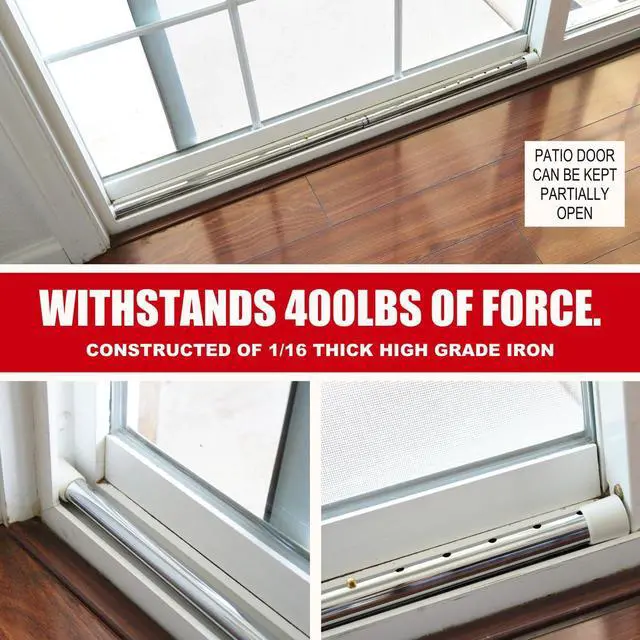 Alt view image 7 of 7 - 3-in-1 Door Security Bar, Security Door Stoppers & Door Barricade Heavy Duty Adjustable Iron Security Lock Bar for Home Defense, Apartment & Travel Safety (1 Pack - Chrome)
