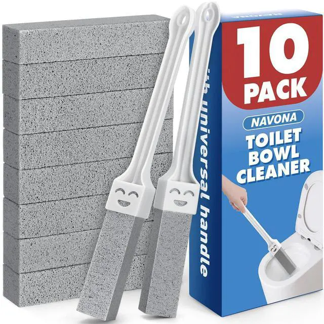 Main image of 10 Pack Pumice Stone Toilet Bowl Cleaner with 2 Extra Long Handle,Pumice Stone Scouring Sticks for Toilets, Bathrooms, Kitchens, Spas and Pools