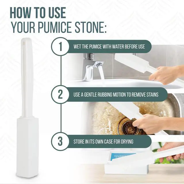 Alt view image 4 of 6 - Pumice Stone Toilet Bowl Cleaner with Extra Long Handle - 1 Pack | 3'' Longer Handle | Remove Hard Water Stains, Rings & Limescale from Toilets, Bathtubs, Sinks, Pools, BBQ