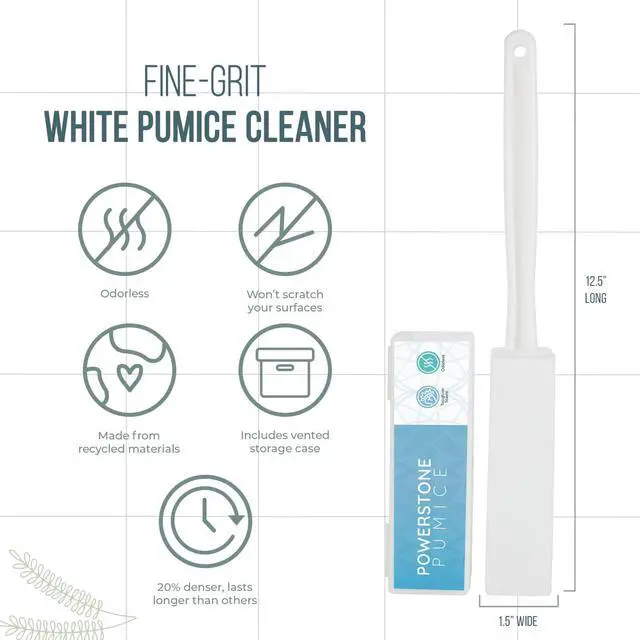 Alt view image 3 of 6 - Pumice Stone Toilet Bowl Cleaner with Extra Long Handle - 1 Pack | 3'' Longer Handle | Remove Hard Water Stains, Rings & Limescale from Toilets, Bathtubs, Sinks, Pools, BBQ
